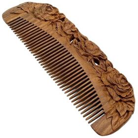 Handmade Carved Natural Sandalwood Hair Comb - Anti-static No Snag Brush for Men's Mustache Beard Care Anti Dandruff Women Girls Head Hair Access