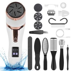 17Pcs Electric Foot Callus Remover With Vacuum Foot Grinder Rechargeable Foot File (Option: White)
