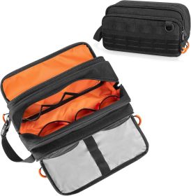 Tactical Toiletry Travel Bag for Men, Dopp Kit Shaving Organizer Case for Toiletries, Shower and Grooming Care Accessories, Black (Empty Bag Only (Color: ORANGE + BLAJCK)